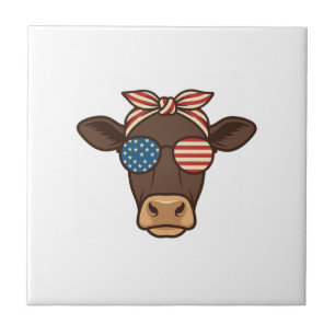 Carreau Lunettes de soleil tête de vache patriotique desig