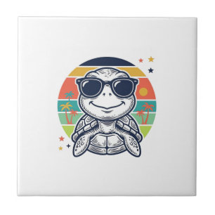Carreau Lunettes de soleil tortue tropicale vintage Beach 