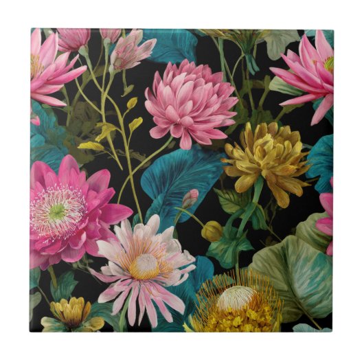 Carreau Lush Exotic Leaves BOHO Tropical Pattern Botanical (Devant)