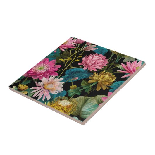 Carreau Lush Exotic Leaves BOHO Tropical Pattern Botanical (Côté)