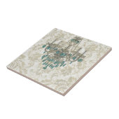 Carreau lustre français de bleu de pays de damassé beige (Côté)