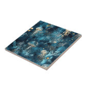 Carreau Lux Ocean Jellyfish & Coral Gold Pattern (2) (Côté)