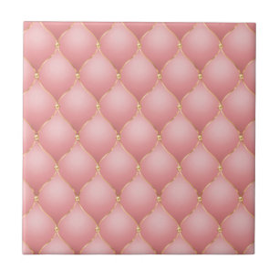 Carreau Luxe Blush Rose Rose Or Diamond Motif Tufted