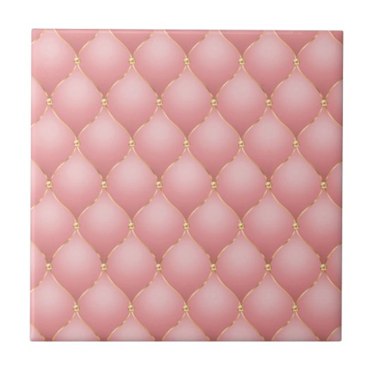 Carreau Luxe Blush Rose Rose Or Diamond Motif Tufted (Devant)