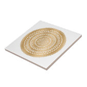 Carreau Luxe Boho Faux Or Mandala Ornament Blanc (Côté)