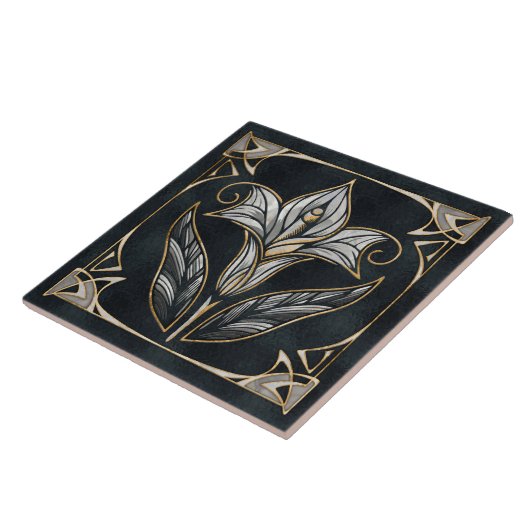 Carreau Luxe Calla Lily Pearl et or (Côté)