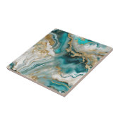 Carreau Luxe Teal Turquoise & Gold Agate Marble Fluid Art (Côté)