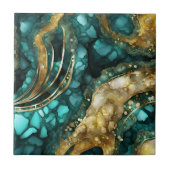Carreau Luxe Teal Turquoise Liquid Gold Marble Agate Geode (Devant)