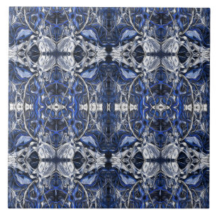 Carreau Luxe, vintage, bleu marine, blanc, gris motif