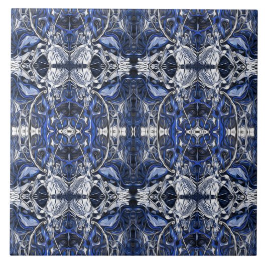 Carreau Luxe, vintage, bleu marine, blanc, gris motif (Devant)