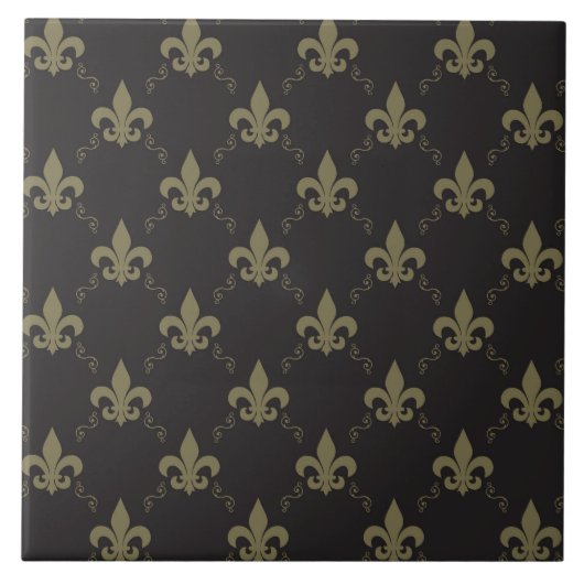 Carreau Luxueux Black Gold Fleur De Lis Motif (Devant)