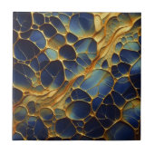 Carreau Luxueux Deep Navy Blue Gold Abstrait Organic (Devant)