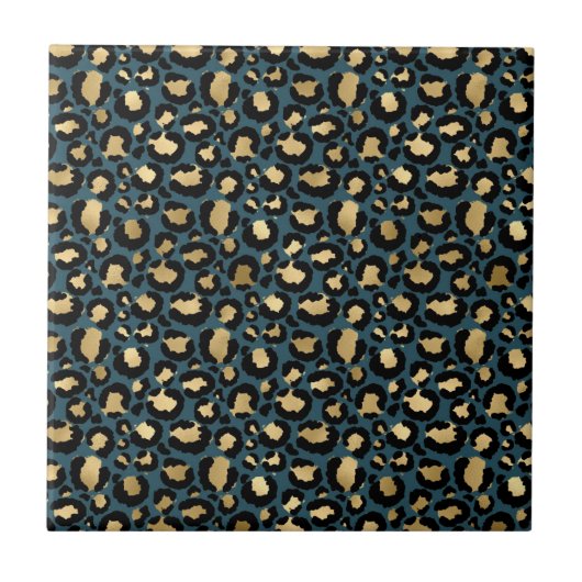 Carreau Luxurious Leopard Spots Dark Blue Wild Glam (Devant)