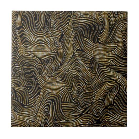 Carreau Luxury Abstract Gold Wave Line Pattern (Devant)