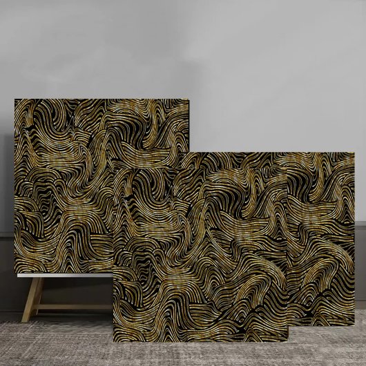 Carreau Luxury Abstract Gold Wave Line Pattern