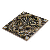Carreau Luxury Black & Gold Art Deco Ceramic Tile  (Côté)
