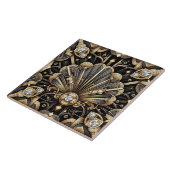 Carreau Luxury Black & Gold Art Deco Ceramic Tile  (Côté)