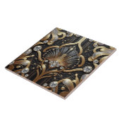 Carreau Luxury Black & Gold Art Deco Ceramic Tile  (Côté)