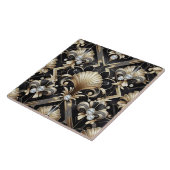 Carreau Luxury Black & Gold Art Deco Ceramic Tile  (Côté)