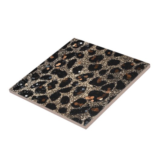 Carreau Luxury Glitter Brown Black Gold Leopard Pattern (Côté)