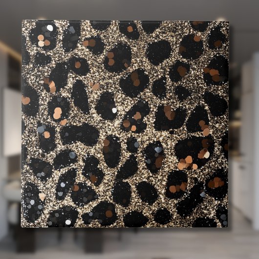Carreau Luxury Glitter Brown Black Gold Leopard Pattern