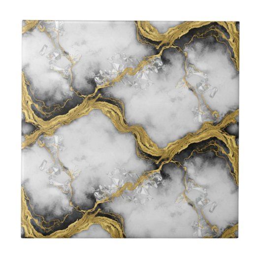 Carreau Luxury Liquid Gold White Marble Elegant (Devant)