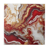 Carreau Luxury Ruby Red Gold Liquid Marble Agate Fluid Art (Devant)