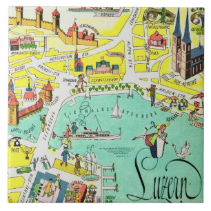 Carreau Luzerne Suisse Carte Colorée