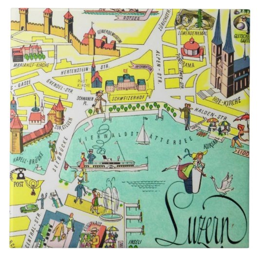 Carreau Luzerne Suisse Carte Colorée (Devant)