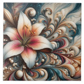 Carreau Lys élégant parmi les torrents et Motifs complexes (Devant)