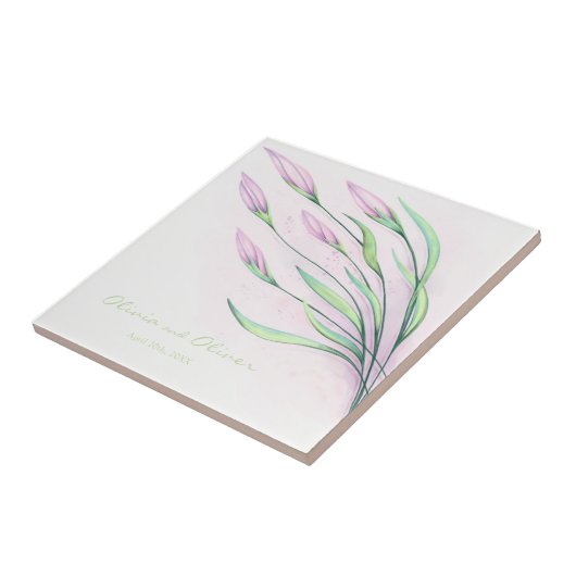 Carreau Lys mauves doux (Côté)