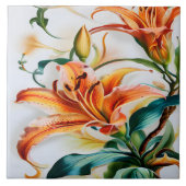 Carreau Lys orange vifs en fleurs au printemps (Devant)