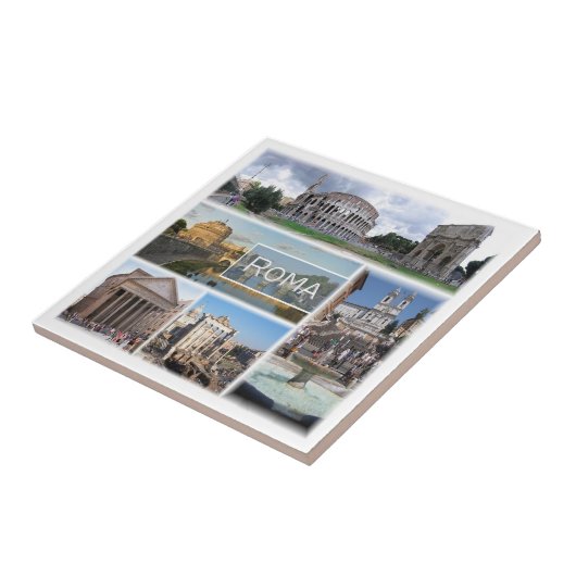 Carreau LZO006 ROME, Mosaïque, Latium, Italie, (Côté)