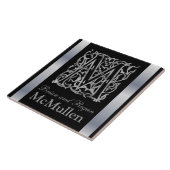 Carreau M Monogramme et nom "Besque sur le noir" Carrelage (Côté)