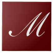 Carreau M Monogramme initial blanc sur rouge foncé, (Devant)