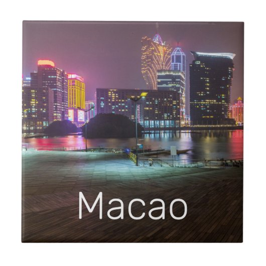 Carreau Macao Casino Skyline Panorama Chine Nuit (Devant)