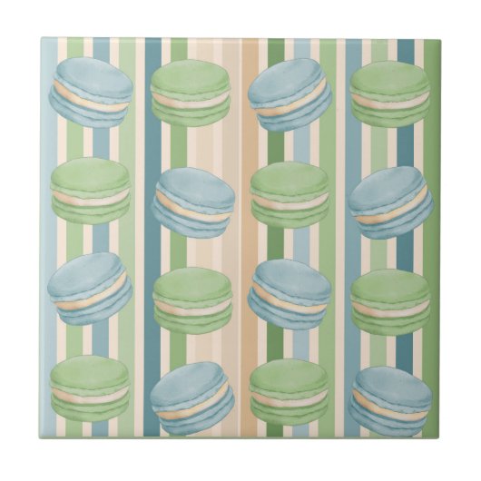 Carreau Macaron Light Blue and Soft Olive Green (Devant)