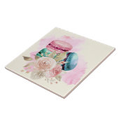 Carreau Macarons et fleurs colorés Aquarelle (Côté)