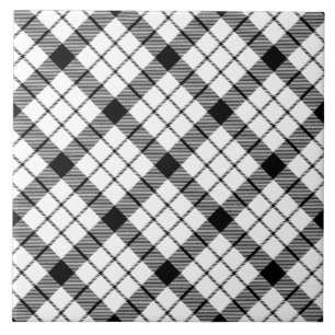 Carreau MacFarlane tartan noir blanc plaid