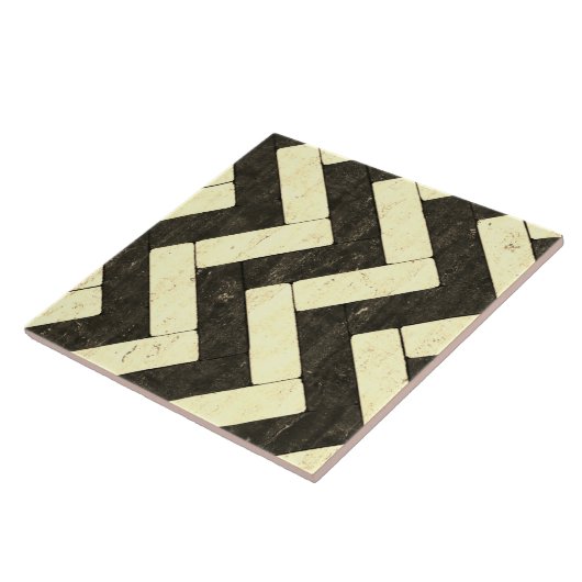 Carreau Machines à paver blanches et noires en zig-zag de (Côté)