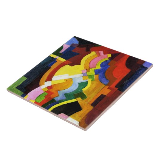 Carreau Macke - Farbige Formen III, oeuvre abstraite (Côté)