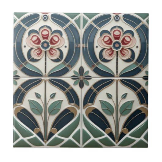 Carreau Mackintosh Art Deco Abstract Floral Wall Decor (Devant)