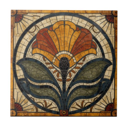 Carreau Mackintosh Art Deco Abstract Floral Wall Decor (Devant)