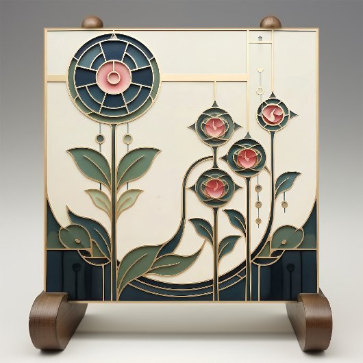 Carreau Mackintosh Art Deco Abstract Floral Wall Decor Cer