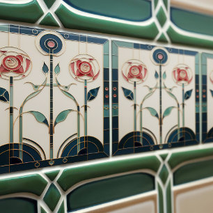 Carreau Mackintosh Art Déco Abstrait Floral Décor Cer