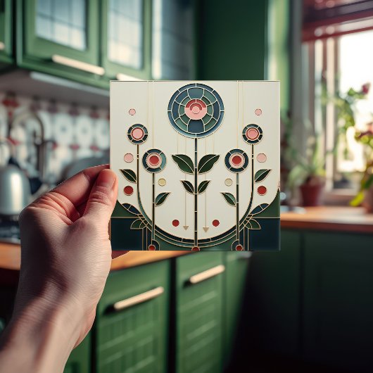 Carreau Mackintosh Art Déco Abstrait Floral Décor Cer