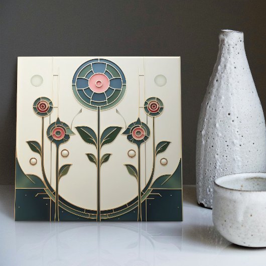 Carreau Mackintosh Art Déco Abstrait Floral Décor Cer