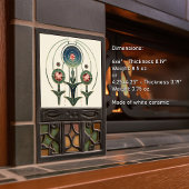 Carreau Mackintosh Art Déco Abstrait Floral Décor Cer