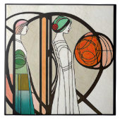 Carreau Mackintosh Art Déco Décor Abstrait Floral (Devant)