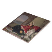 Carreau Madame de Kandahar de rang, occupée à fumer, plat (Côté)